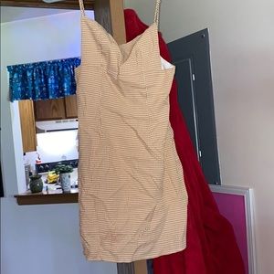 ❤️Orange and white checkered dress